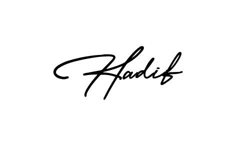 How to make Hadif name signature. Use AmerikaSignatureDemo-Regular style for creating short signs online. This is the latest handwritten sign. Hadif signature style 3 images and pictures png