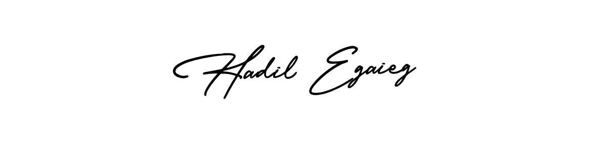 Make a short Hadil Egaieg signature style. Manage your documents anywhere anytime using AmerikaSignatureDemo-Regular. Create and add eSignatures, submit forms, share and send files easily. Hadil Egaieg signature style 3 images and pictures png