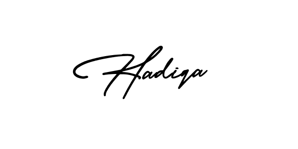 You should practise on your own different ways (AmerikaSignatureDemo-Regular) to write your name (Hadiqa) in signature. don't let someone else do it for you. Hadiqa signature style 3 images and pictures png