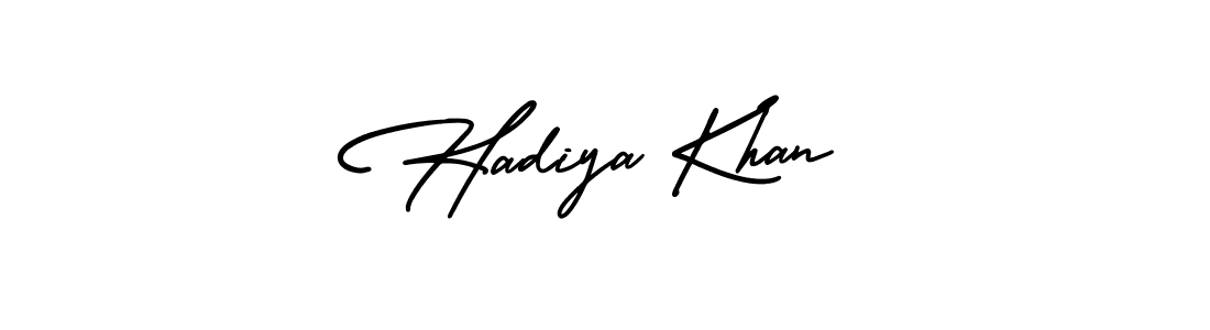 How to make Hadiya Khan name signature. Use AmerikaSignatureDemo-Regular style for creating short signs online. This is the latest handwritten sign. Hadiya Khan signature style 3 images and pictures png