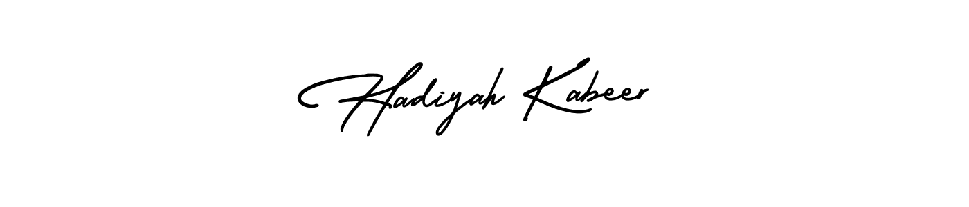 How to Draw Hadiyah Kabeer signature style? AmerikaSignatureDemo-Regular is a latest design signature styles for name Hadiyah Kabeer. Hadiyah Kabeer signature style 3 images and pictures png