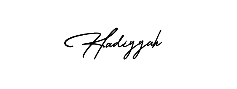 You should practise on your own different ways (AmerikaSignatureDemo-Regular) to write your name (Hadiyyah) in signature. don't let someone else do it for you. Hadiyyah signature style 3 images and pictures png