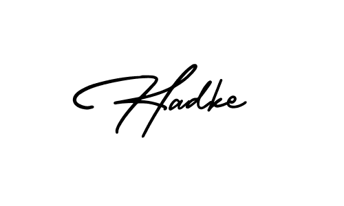 This is the best signature style for the Hadke name. Also you like these signature font (AmerikaSignatureDemo-Regular). Mix name signature. Hadke signature style 3 images and pictures png