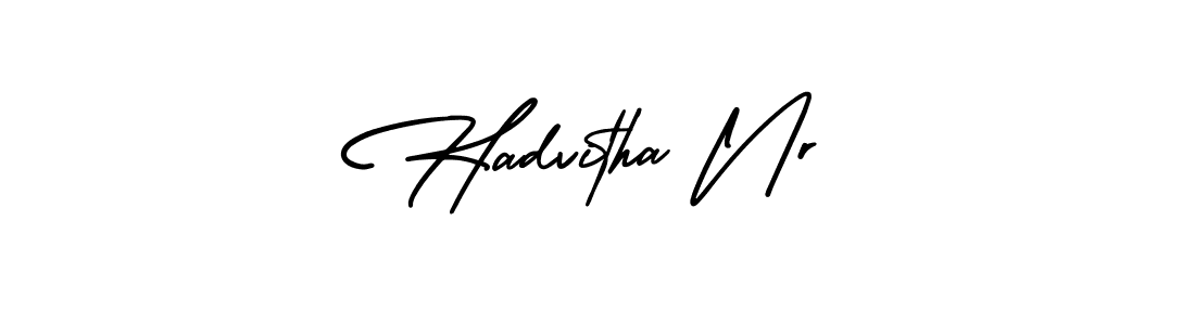 The best way (AmerikaSignatureDemo-Regular) to make a short signature is to pick only two or three words in your name. The name Hadvitha Nr include a total of six letters. For converting this name. Hadvitha Nr signature style 3 images and pictures png