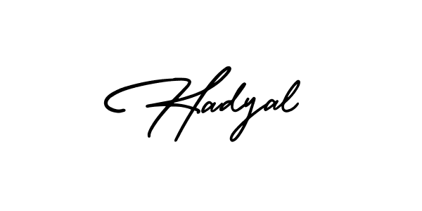 You should practise on your own different ways (AmerikaSignatureDemo-Regular) to write your name (Hadyal) in signature. don't let someone else do it for you. Hadyal signature style 3 images and pictures png