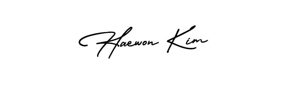 How to make Haewon Kim name signature. Use AmerikaSignatureDemo-Regular style for creating short signs online. This is the latest handwritten sign. Haewon Kim signature style 3 images and pictures png