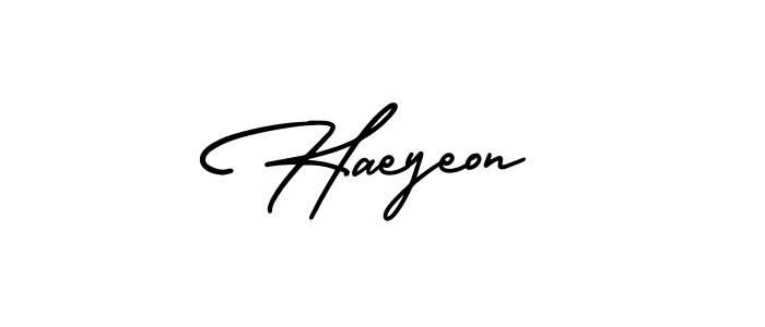 The best way (AmerikaSignatureDemo-Regular) to make a short signature is to pick only two or three words in your name. The name Haeyeon include a total of six letters. For converting this name. Haeyeon signature style 3 images and pictures png