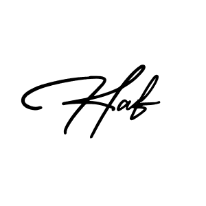 The best way (AmerikaSignatureDemo-Regular) to make a short signature is to pick only two or three words in your name. The name Haf include a total of six letters. For converting this name. Haf signature style 3 images and pictures png