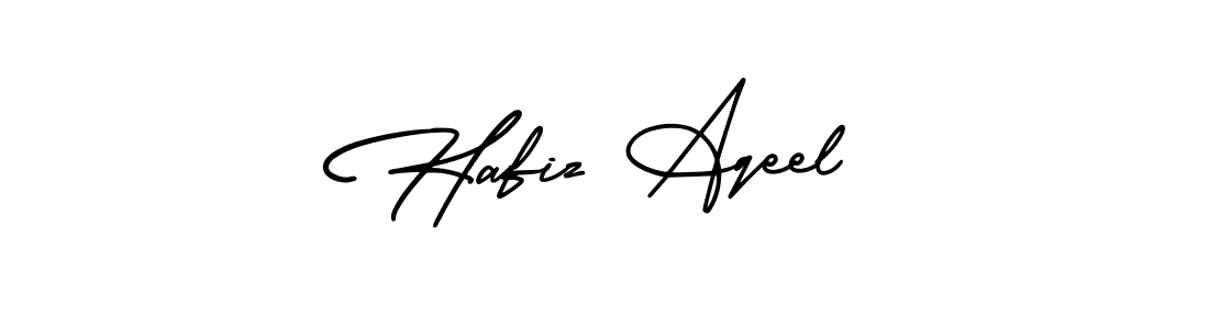 The best way (AmerikaSignatureDemo-Regular) to make a short signature is to pick only two or three words in your name. The name Hafiz Aqeel include a total of six letters. For converting this name. Hafiz Aqeel signature style 3 images and pictures png