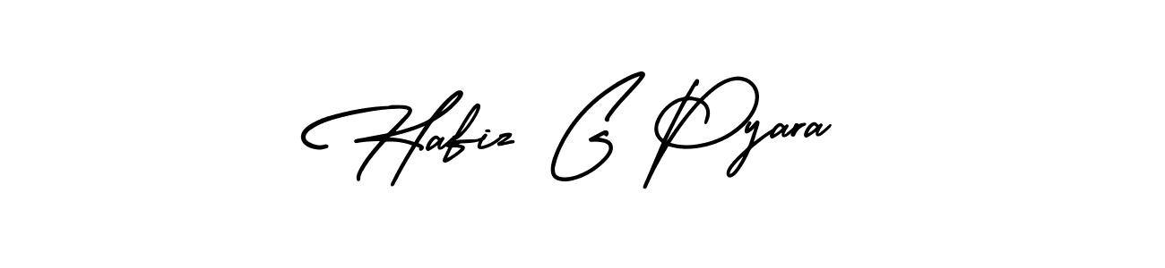 The best way (AmerikaSignatureDemo-Regular) to make a short signature is to pick only two or three words in your name. The name Hafiz G Pyara include a total of six letters. For converting this name. Hafiz G Pyara signature style 3 images and pictures png