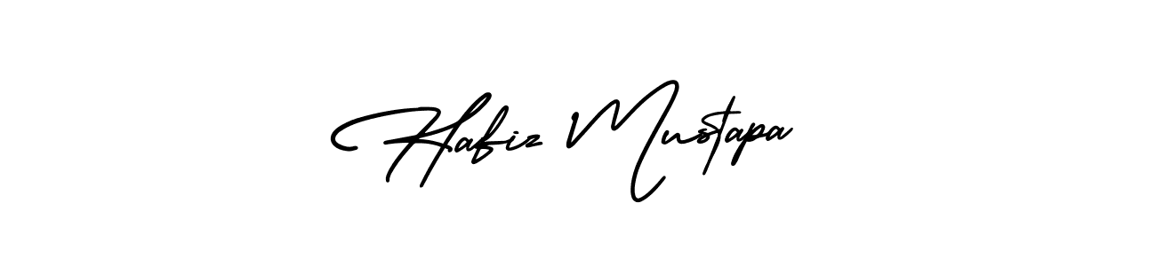 The best way (AmerikaSignatureDemo-Regular) to make a short signature is to pick only two or three words in your name. The name Hafiz Mustapa include a total of six letters. For converting this name. Hafiz Mustapa signature style 3 images and pictures png