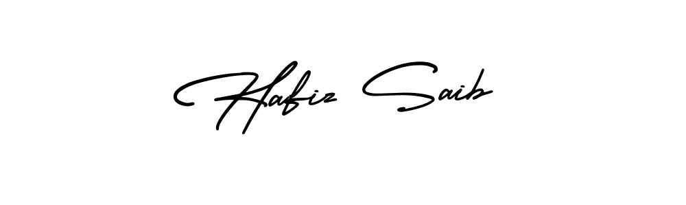 You should practise on your own different ways (AmerikaSignatureDemo-Regular) to write your name (Hafiz Saib) in signature. don't let someone else do it for you. Hafiz Saib signature style 3 images and pictures png
