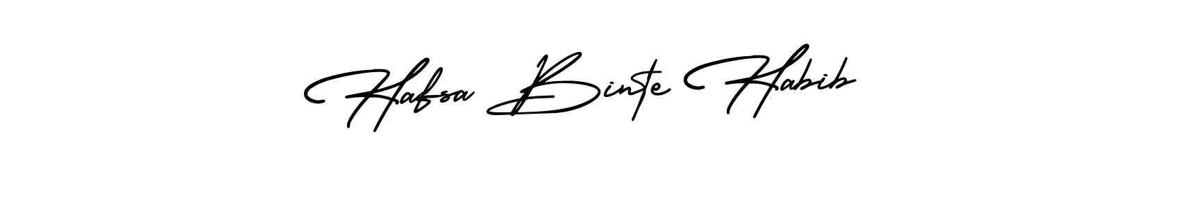 The best way (AmerikaSignatureDemo-Regular) to make a short signature is to pick only two or three words in your name. The name Hafsa Binte Habib include a total of six letters. For converting this name. Hafsa Binte Habib signature style 3 images and pictures png