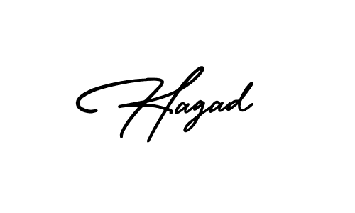 You should practise on your own different ways (AmerikaSignatureDemo-Regular) to write your name (Hagad) in signature. don't let someone else do it for you. Hagad signature style 3 images and pictures png