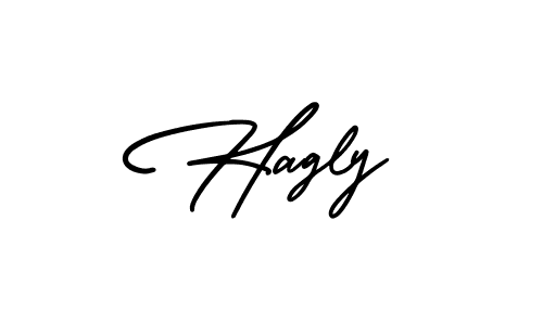 You should practise on your own different ways (AmerikaSignatureDemo-Regular) to write your name (Hagly) in signature. don't let someone else do it for you. Hagly signature style 3 images and pictures png