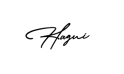 It looks lik you need a new signature style for name Hagui. Design unique handwritten (AmerikaSignatureDemo-Regular) signature with our free signature maker in just a few clicks. Hagui signature style 3 images and pictures png