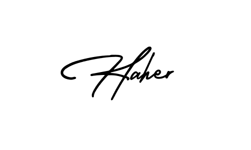 Haher stylish signature style. Best Handwritten Sign (AmerikaSignatureDemo-Regular) for my name. Handwritten Signature Collection Ideas for my name Haher. Haher signature style 3 images and pictures png