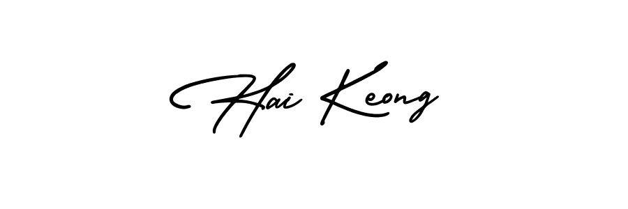 The best way (AmerikaSignatureDemo-Regular) to make a short signature is to pick only two or three words in your name. The name Hai Keong include a total of six letters. For converting this name. Hai Keong signature style 3 images and pictures png
