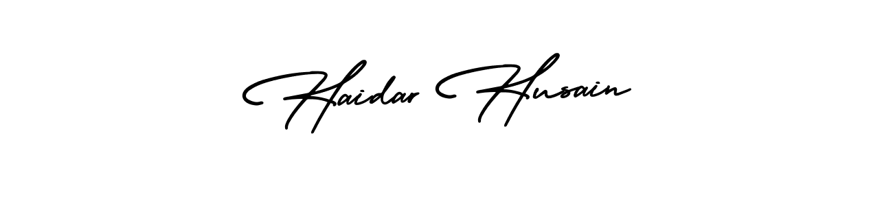 How to make Haidar Husain name signature. Use AmerikaSignatureDemo-Regular style for creating short signs online. This is the latest handwritten sign. Haidar Husain signature style 3 images and pictures png