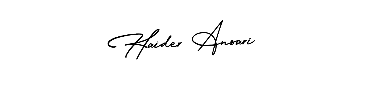 How to make Haider Ansari name signature. Use AmerikaSignatureDemo-Regular style for creating short signs online. This is the latest handwritten sign. Haider Ansari signature style 3 images and pictures png