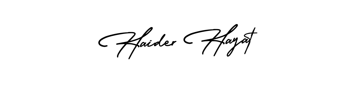 How to make Haider Hayat signature? AmerikaSignatureDemo-Regular is a professional autograph style. Create handwritten signature for Haider Hayat name. Haider Hayat signature style 3 images and pictures png