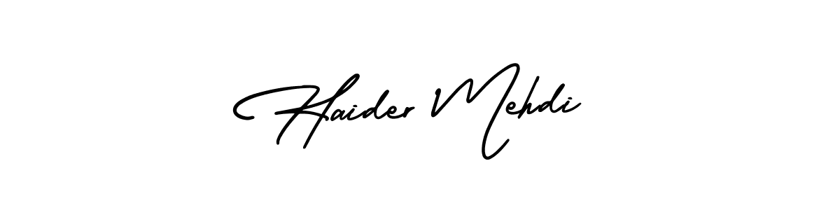 Haider Mehdi stylish signature style. Best Handwritten Sign (AmerikaSignatureDemo-Regular) for my name. Handwritten Signature Collection Ideas for my name Haider Mehdi. Haider Mehdi signature style 3 images and pictures png