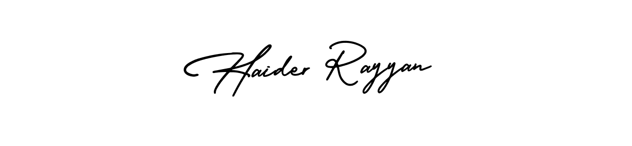 Use a signature maker to create a handwritten signature online. With this signature software, you can design (AmerikaSignatureDemo-Regular) your own signature for name Haider Rayyan. Haider Rayyan signature style 3 images and pictures png