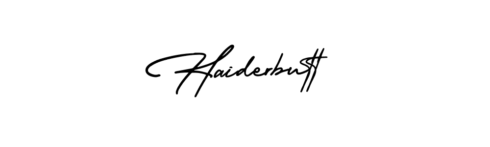 The best way (AmerikaSignatureDemo-Regular) to make a short signature is to pick only two or three words in your name. The name Haiderbutt include a total of six letters. For converting this name. Haiderbutt signature style 3 images and pictures png