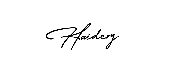 How to make Haidery name signature. Use AmerikaSignatureDemo-Regular style for creating short signs online. This is the latest handwritten sign. Haidery signature style 3 images and pictures png