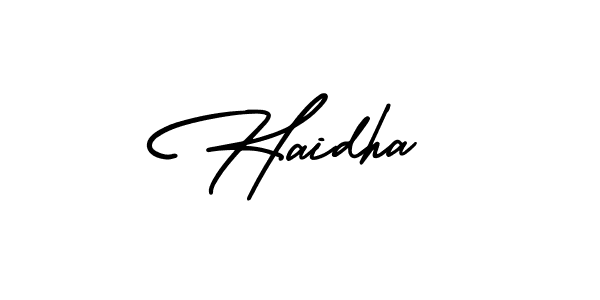 How to make Haidha name signature. Use AmerikaSignatureDemo-Regular style for creating short signs online. This is the latest handwritten sign. Haidha signature style 3 images and pictures png