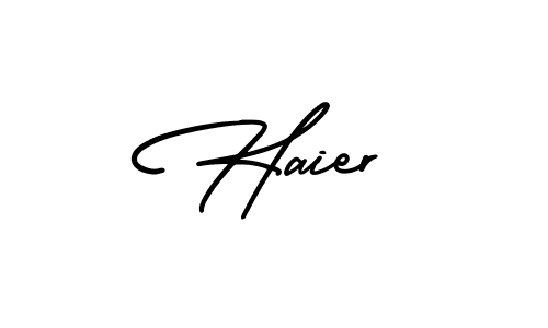 Haier stylish signature style. Best Handwritten Sign (AmerikaSignatureDemo-Regular) for my name. Handwritten Signature Collection Ideas for my name Haier. Haier signature style 3 images and pictures png