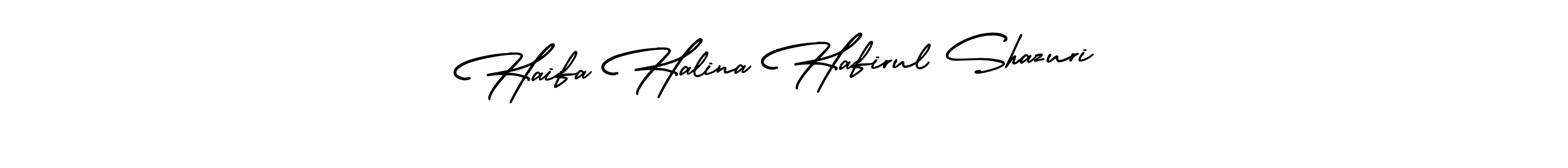 Check out images of Autograph of Haifa Halina Hafirul Shazuri name. Actor Haifa Halina Hafirul Shazuri Signature Style. AmerikaSignatureDemo-Regular is a professional sign style online. Haifa Halina Hafirul Shazuri signature style 3 images and pictures png