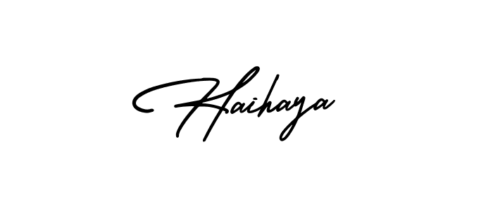 How to make Haihaya name signature. Use AmerikaSignatureDemo-Regular style for creating short signs online. This is the latest handwritten sign. Haihaya signature style 3 images and pictures png
