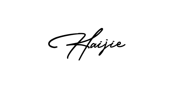 Also we have Haijie name is the best signature style. Create professional handwritten signature collection using AmerikaSignatureDemo-Regular autograph style. Haijie signature style 3 images and pictures png