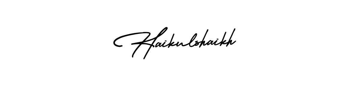 This is the best signature style for the Haikulshaikh name. Also you like these signature font (AmerikaSignatureDemo-Regular). Mix name signature. Haikulshaikh signature style 3 images and pictures png