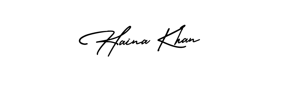 Use a signature maker to create a handwritten signature online. With this signature software, you can design (AmerikaSignatureDemo-Regular) your own signature for name Haina Khan. Haina Khan signature style 3 images and pictures png