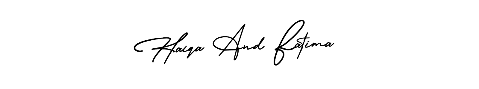 It looks lik you need a new signature style for name Haiqa And Fatima. Design unique handwritten (AmerikaSignatureDemo-Regular) signature with our free signature maker in just a few clicks. Haiqa And Fatima signature style 3 images and pictures png