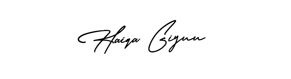 Similarly AmerikaSignatureDemo-Regular is the best handwritten signature design. Signature creator online .You can use it as an online autograph creator for name Haiqa Giyuu. Haiqa Giyuu signature style 3 images and pictures png