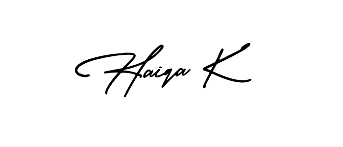 AmerikaSignatureDemo-Regular is a professional signature style that is perfect for those who want to add a touch of class to their signature. It is also a great choice for those who want to make their signature more unique. Get Haiqa K name to fancy signature for free. Haiqa K signature style 3 images and pictures png