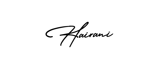 How to make Hairani name signature. Use AmerikaSignatureDemo-Regular style for creating short signs online. This is the latest handwritten sign. Hairani signature style 3 images and pictures png