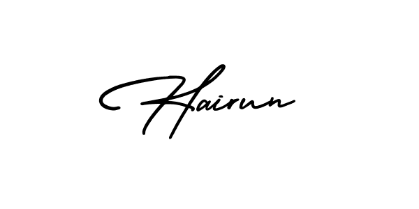 How to make Hairun name signature. Use AmerikaSignatureDemo-Regular style for creating short signs online. This is the latest handwritten sign. Hairun signature style 3 images and pictures png