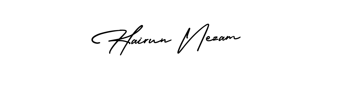 if you are searching for the best signature style for your name Hairun Nezam. so please give up your signature search. here we have designed multiple signature styles  using AmerikaSignatureDemo-Regular. Hairun Nezam signature style 3 images and pictures png