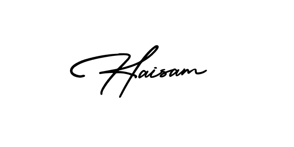 How to make Haisam name signature. Use AmerikaSignatureDemo-Regular style for creating short signs online. This is the latest handwritten sign. Haisam signature style 3 images and pictures png