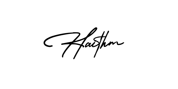 It looks lik you need a new signature style for name Haithm. Design unique handwritten (AmerikaSignatureDemo-Regular) signature with our free signature maker in just a few clicks. Haithm signature style 3 images and pictures png