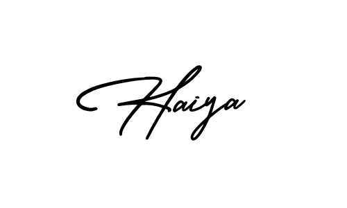 How to make Haiya name signature. Use AmerikaSignatureDemo-Regular style for creating short signs online. This is the latest handwritten sign. Haiya signature style 3 images and pictures png