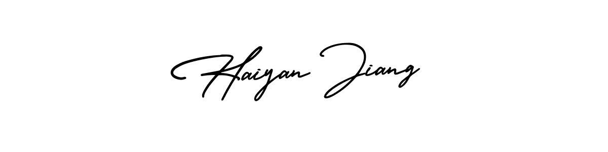 How to make Haiyan Jiang name signature. Use AmerikaSignatureDemo-Regular style for creating short signs online. This is the latest handwritten sign. Haiyan Jiang signature style 3 images and pictures png