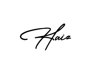 Use a signature maker to create a handwritten signature online. With this signature software, you can design (AmerikaSignatureDemo-Regular) your own signature for name Haiz. Haiz signature style 3 images and pictures png