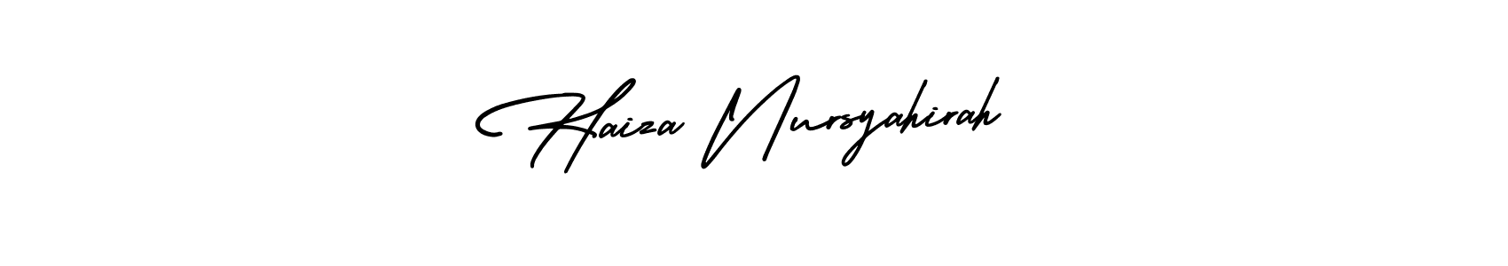 How to make Haiza Nursyahirah name signature. Use AmerikaSignatureDemo-Regular style for creating short signs online. This is the latest handwritten sign. Haiza Nursyahirah signature style 3 images and pictures png
