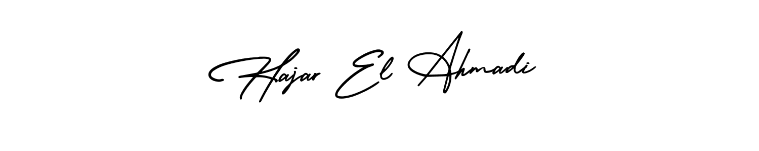 AmerikaSignatureDemo-Regular is a professional signature style that is perfect for those who want to add a touch of class to their signature. It is also a great choice for those who want to make their signature more unique. Get Hajar El Ahmadi name to fancy signature for free. Hajar El Ahmadi signature style 3 images and pictures png