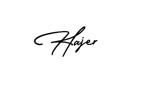 You should practise on your own different ways (AmerikaSignatureDemo-Regular) to write your name (Hajer) in signature. don't let someone else do it for you. Hajer signature style 3 images and pictures png